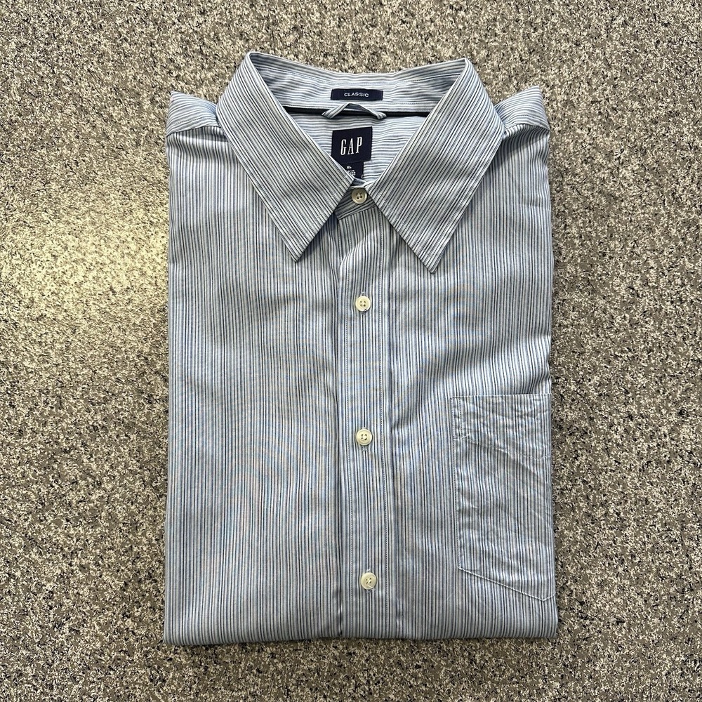 Vintage Gap Shirt Mens XL Classic Long Sleeve Button Up Blue Striped Y2K '04